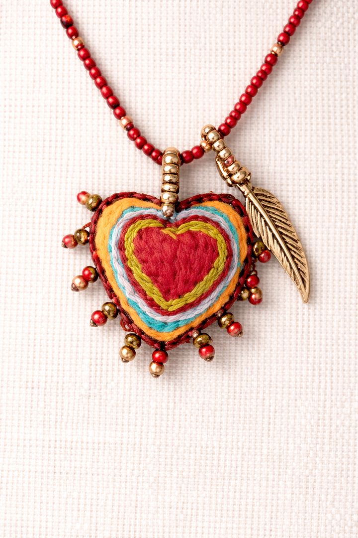 Mexican Milagros Necklace – Sacred Heart Inspired Statement Jewelry