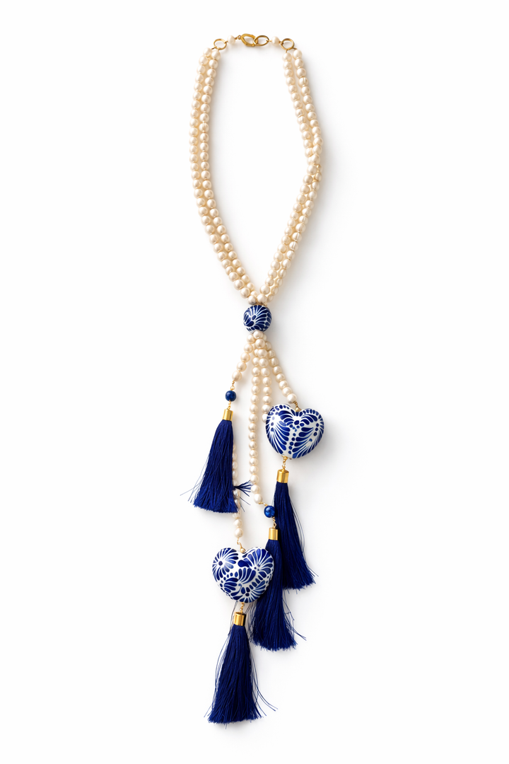 Boho Love Pearl Talavera Necklace from Puebla