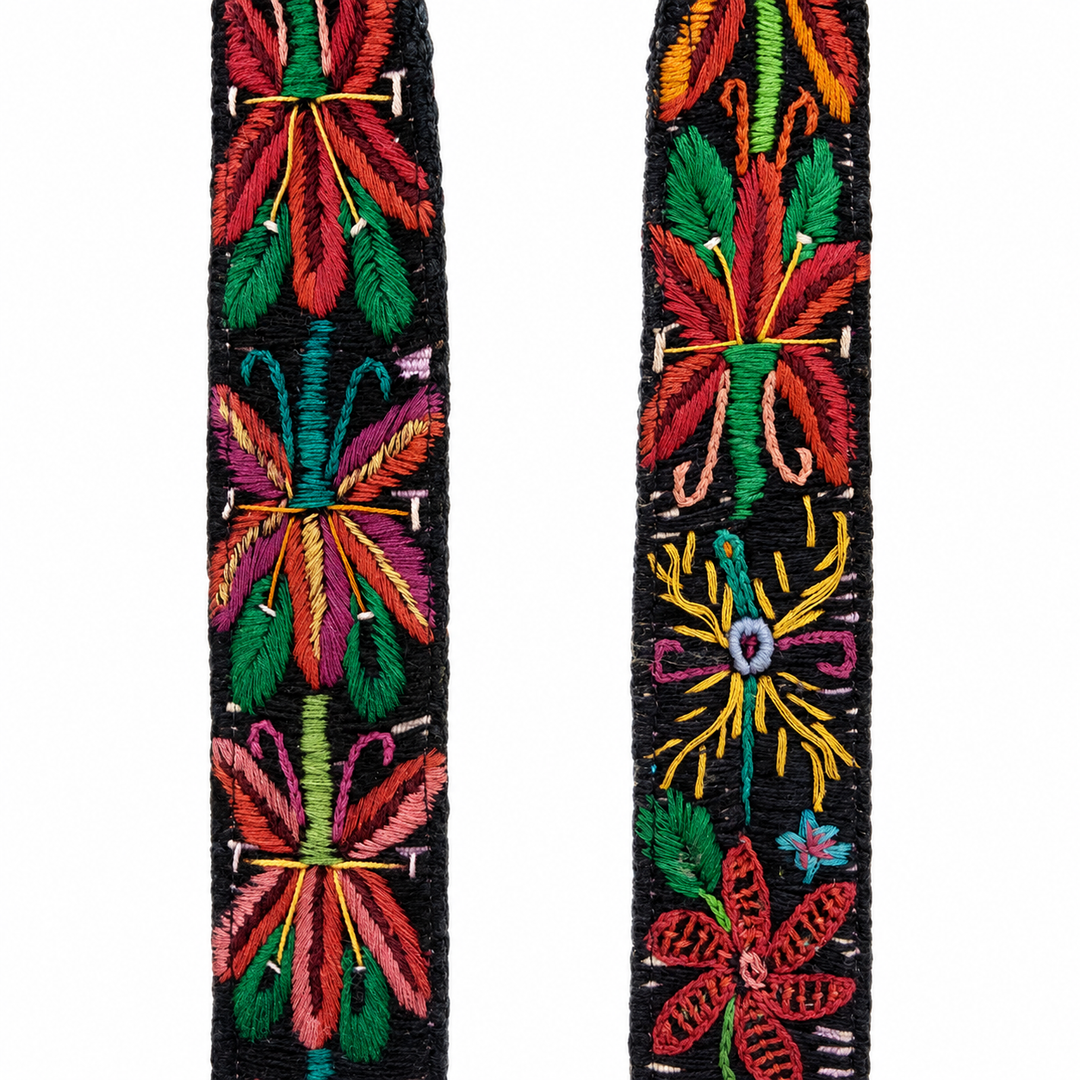 Guatemalan Embroidered Strap with Dark Brown Ends