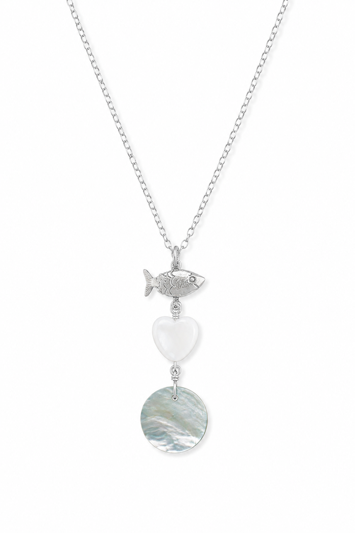 Mexican Fish Necklace | Silver Mother of Pearl Charm Jewelry
