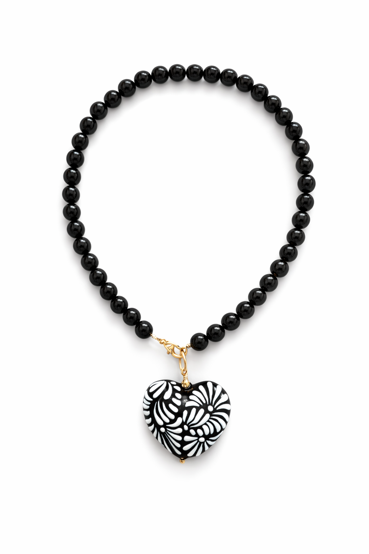 Beaded Talavera Big Heart Necklace