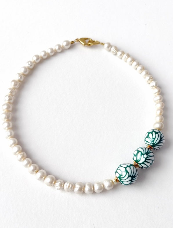 Green Talavera Pearl Necklace
