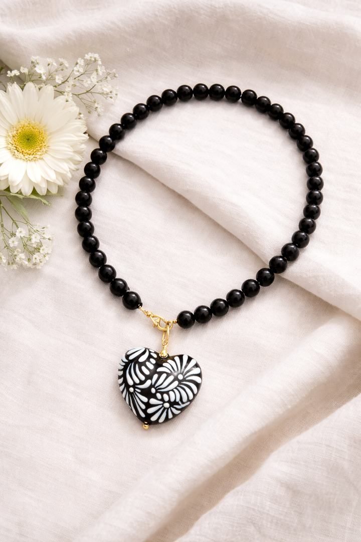 Beaded Talavera Big Heart Necklace