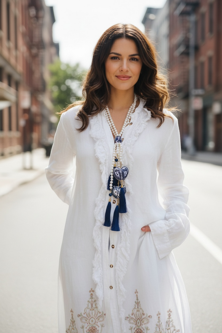 Boho Love Pearl Talavera Necklace from Puebla