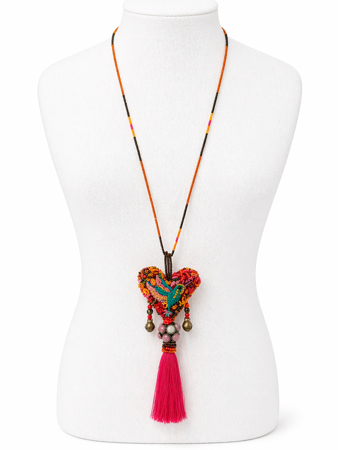 Embroidered Milagros Necklaces – Handmade Sacred Heart Inspired Jewelry
