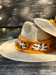 Embroidered Daisy Band Palm Hat