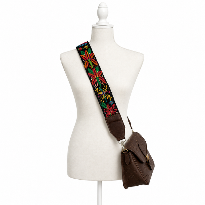 Guatemalan Embroidered Strap with Dark Brown Ends
