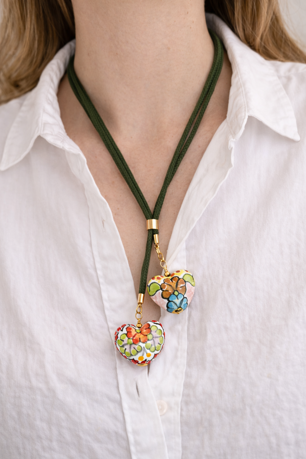 Double Heart Talavera Necklace