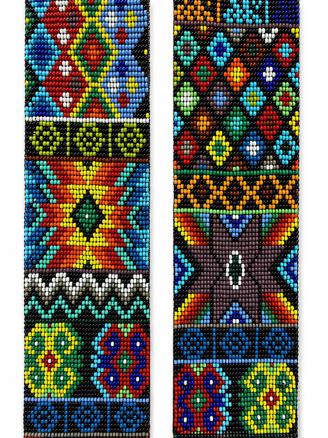 Huichol Beaded Purse Strap with Genuine Brown Leather