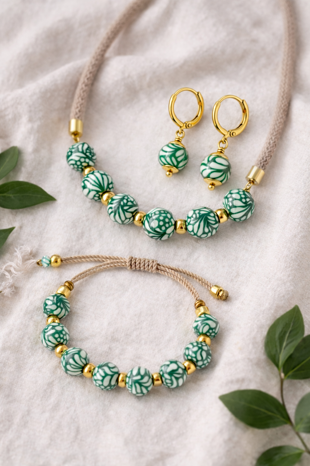Green Talavera Cord Bracelet
