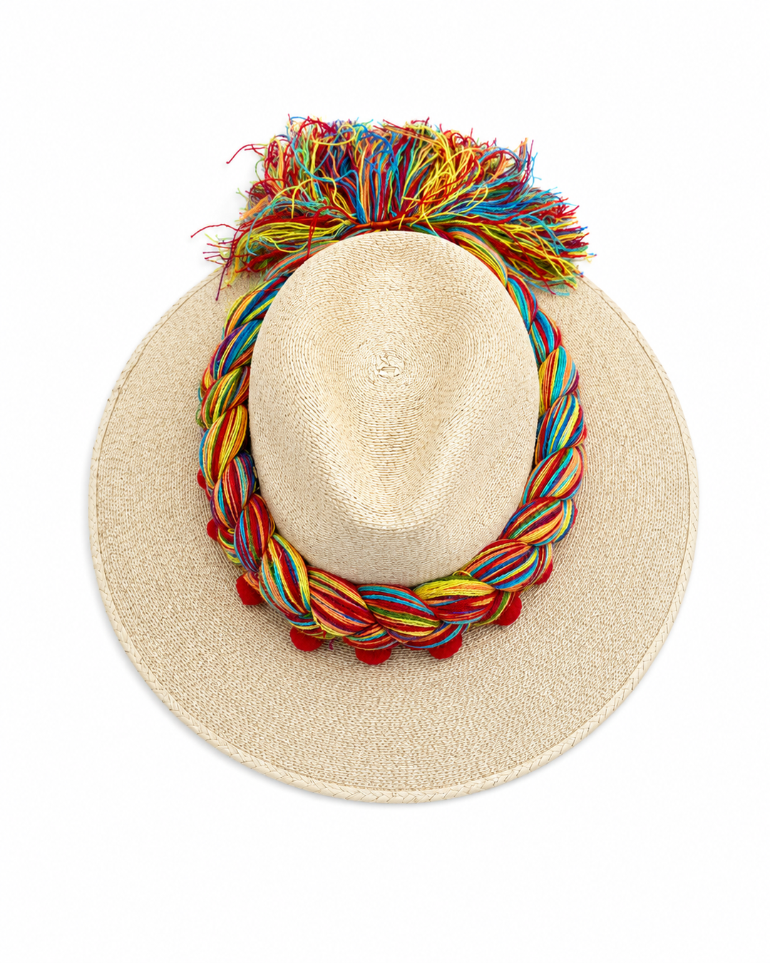 Mexican Straw Sun Hat with Colorful Braided Band