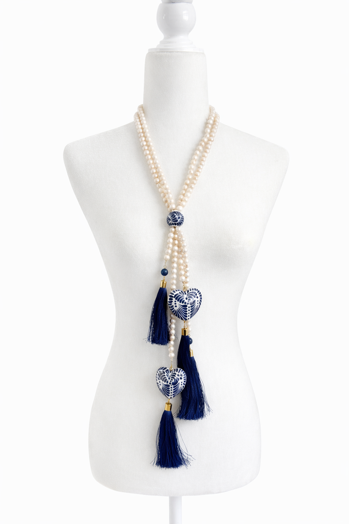 Boho Love Pearl Talavera Necklace from Puebla