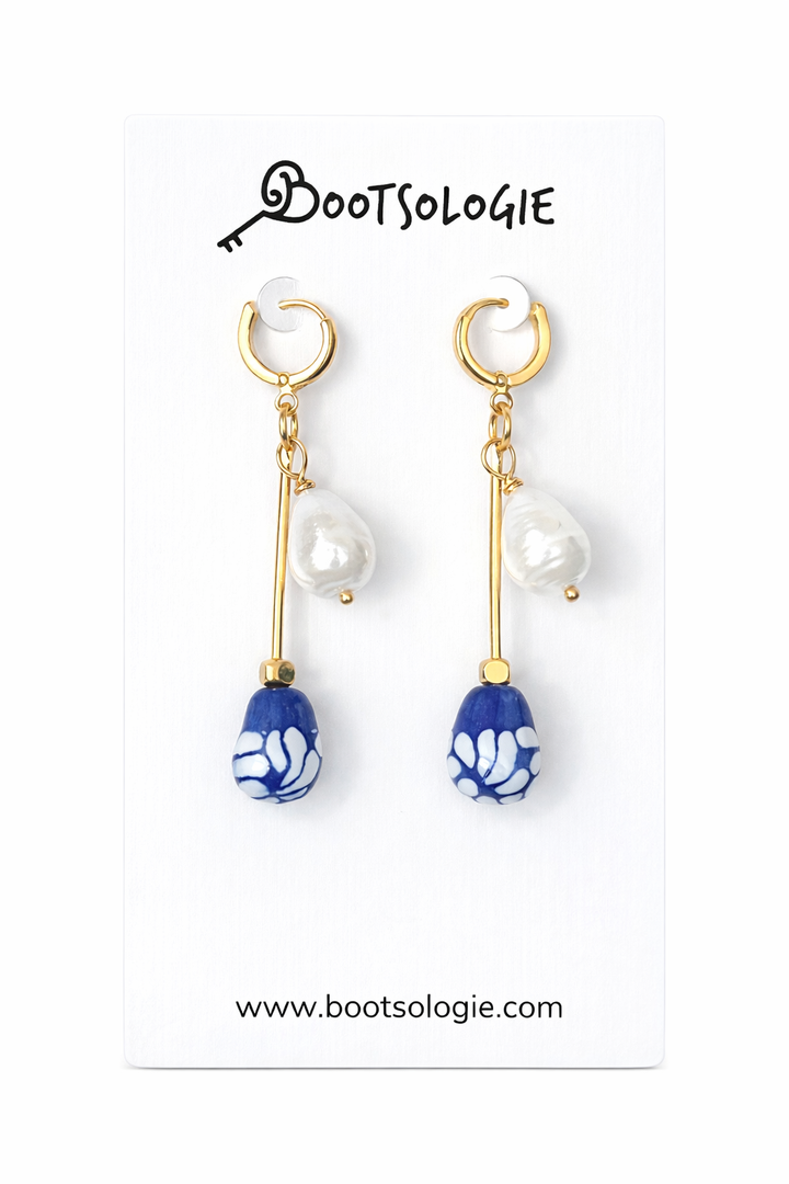Hand Painted Talavera Earrings | Handmade Mexican Ceramic Statement Earrings
