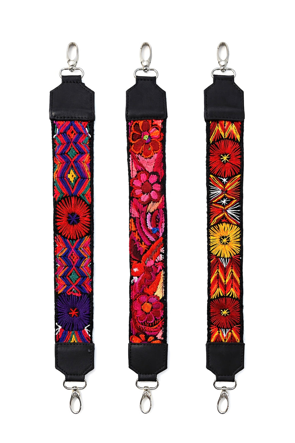 Set of colorful Guatemalan short bag straps handmade woven purse handles artisan textile straps Bootsologie