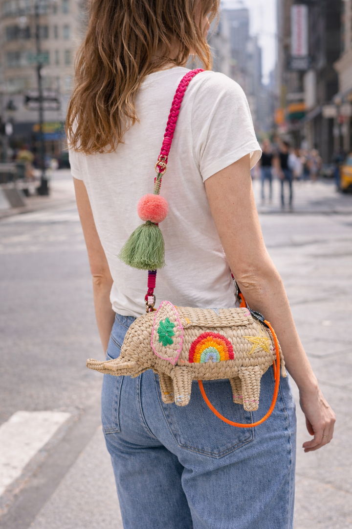 Handmade Mexican Elephant Straw Bag – Embroidered.