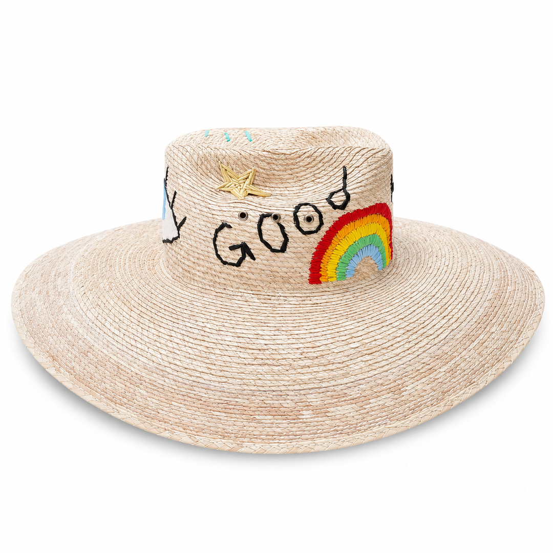 Hand Embroidered Mexican Wide Brim Straw Hat
