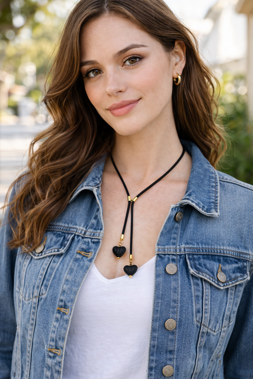 Artisanal Double Heart Barro Negro Necklace