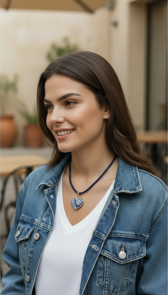 Blue Heart Talavera Necklace