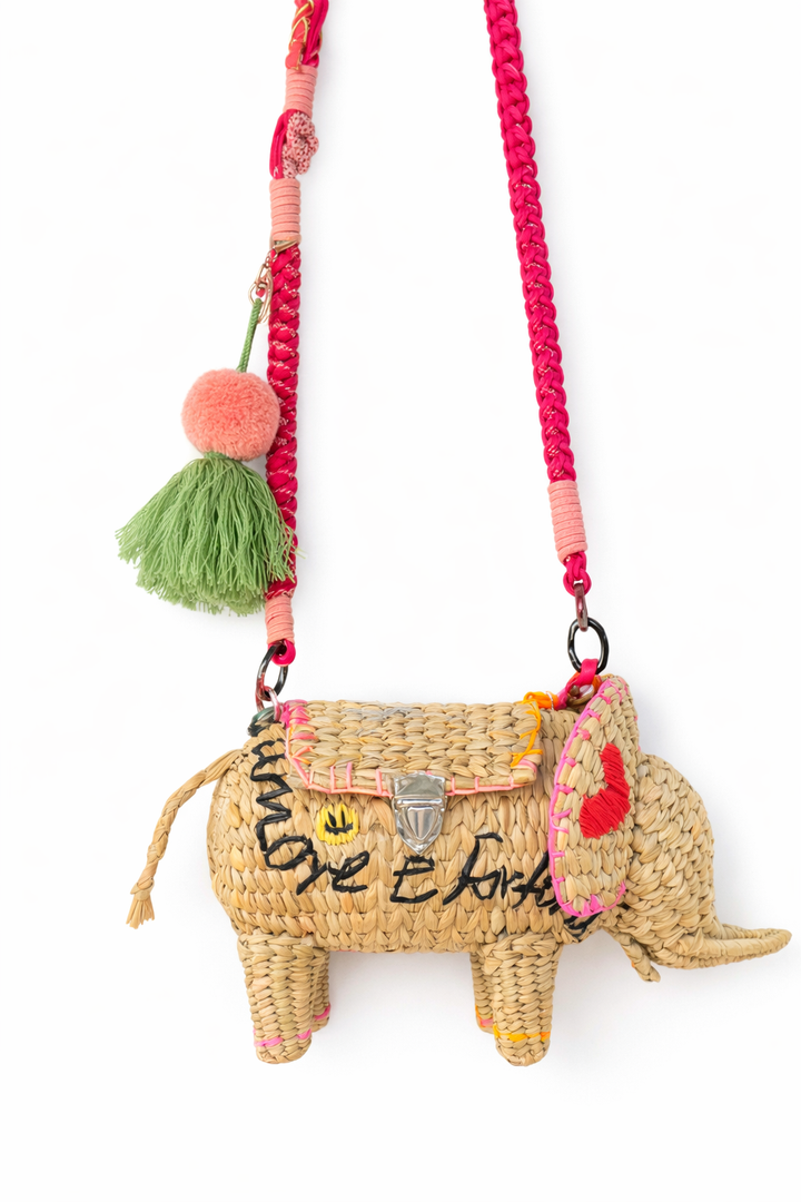Handmade Mexican Elephant Straw Bag – Embroidered.