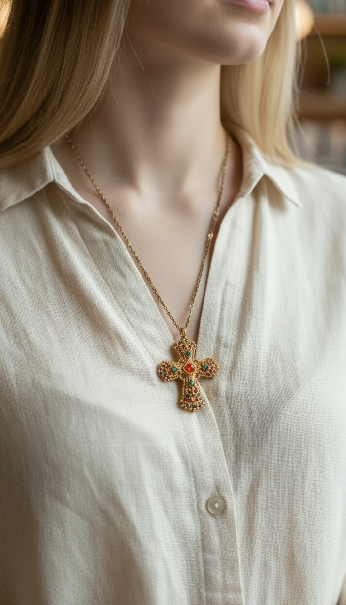 Sacred Heart Cross Necklace