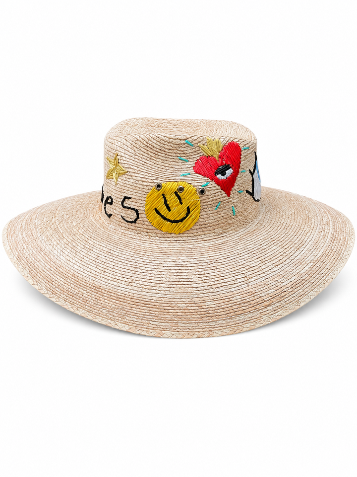 Hand Embroidered Mexican Wide Brim Straw Hat