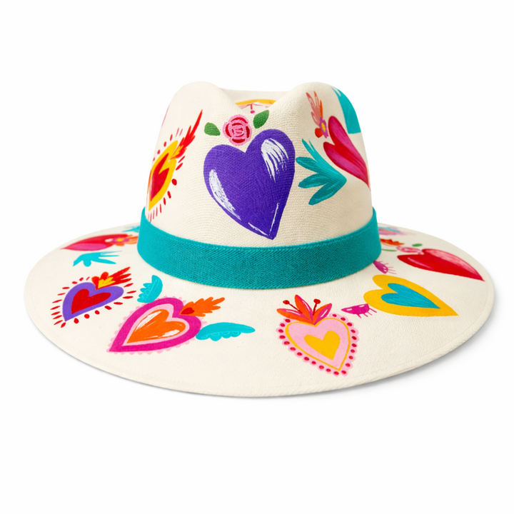 Fiesta de Corazones Hand Painted Fedora Hat