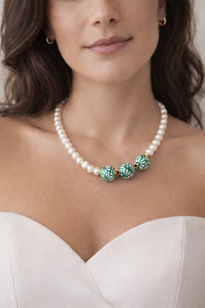 Green Talavera Pearl Necklace