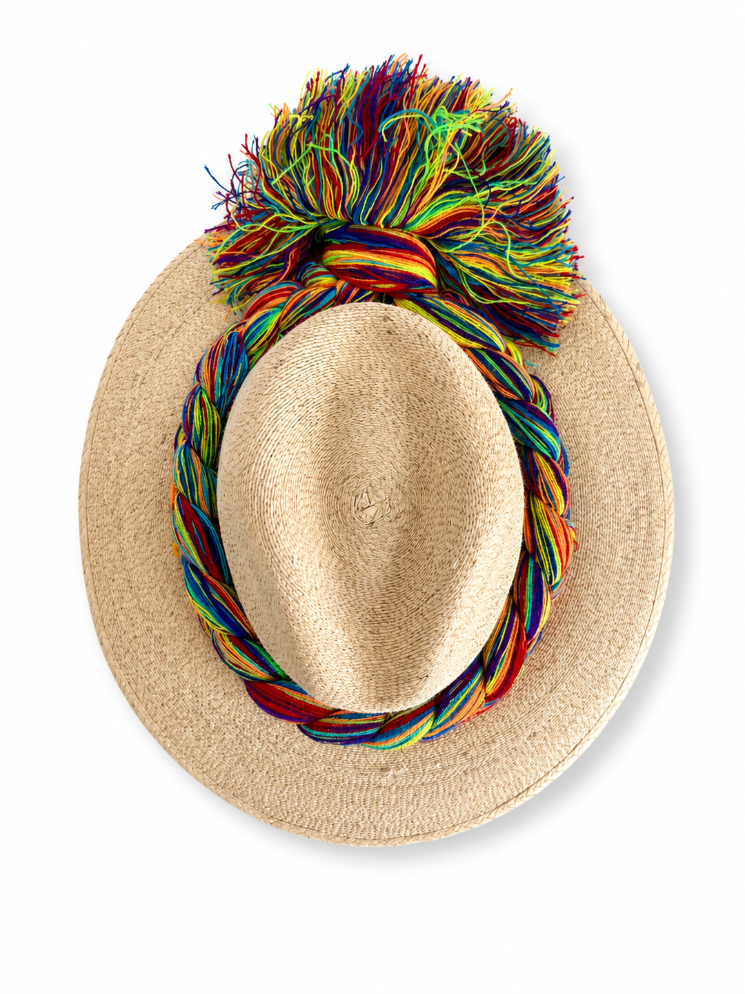 Mexican Straw Sun Hat with Colorful Braided Band