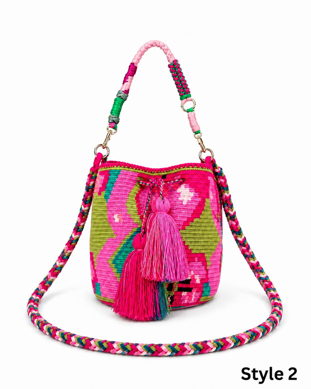Handmade Wayuu Mochila Crossbody Bag with Dual Straps