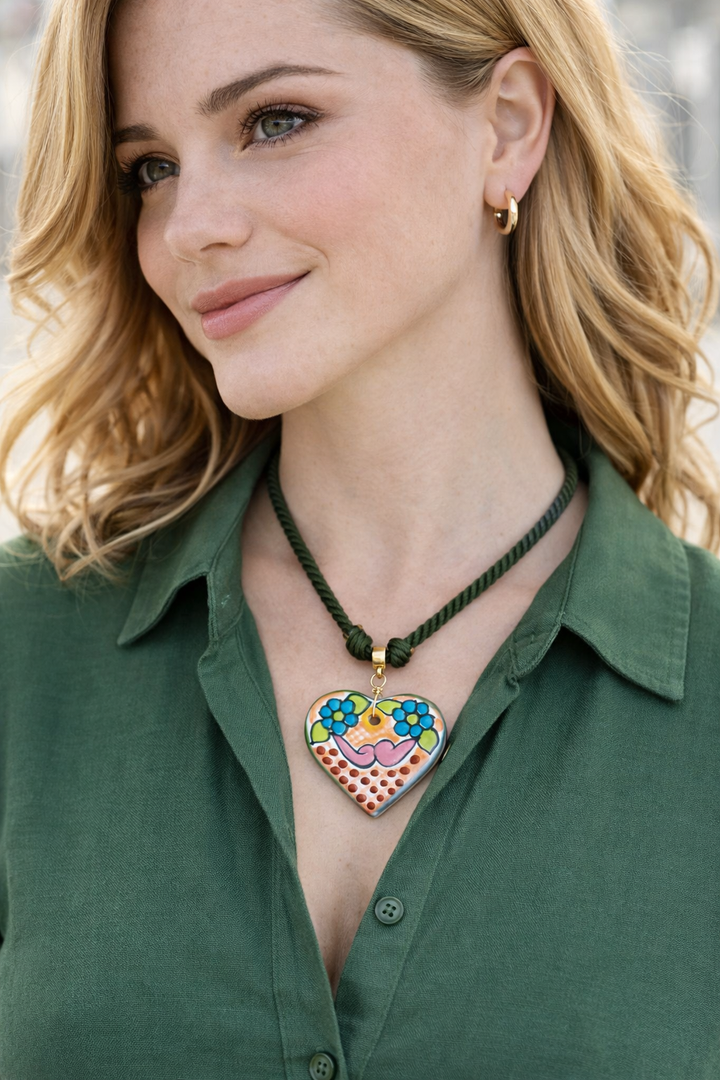 Colorful Talavera Heart Necklace