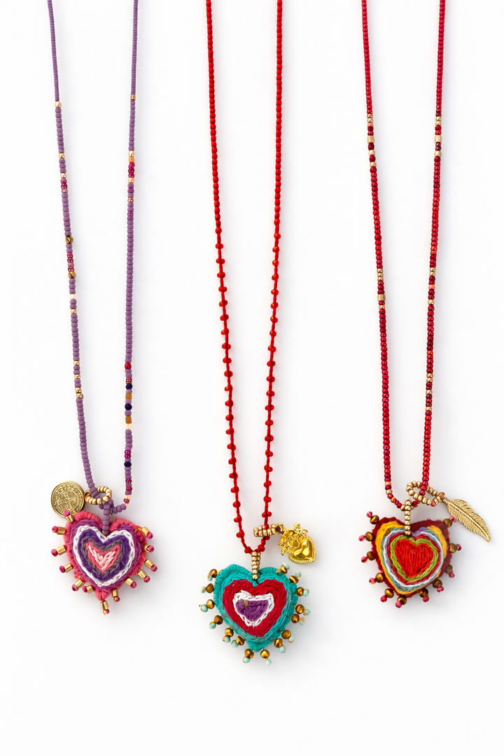 Mexican Milagros Necklace – Sacred Heart Inspired Statement Jewelry