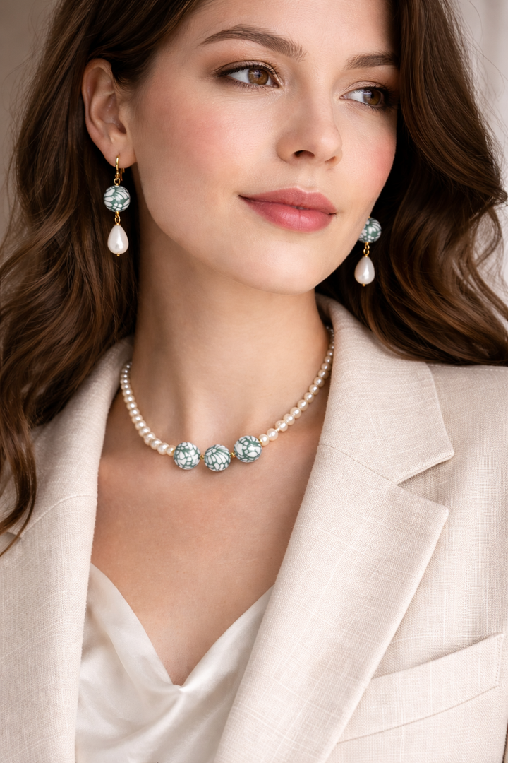 Green Talavera Pearl Necklace
