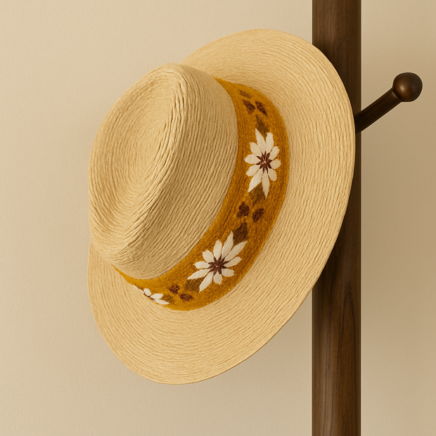 Embroidered Daisy Band Palm Hat