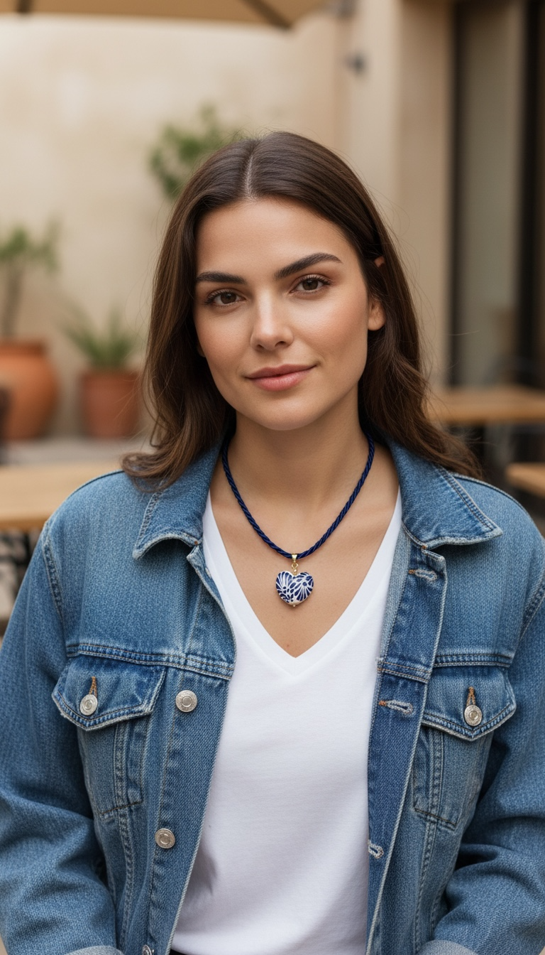 Blue Heart Talavera Necklace