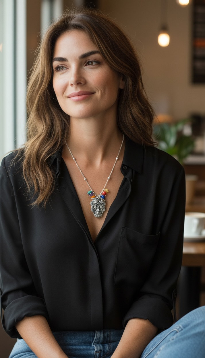 Mexican Silver Skull Necklace – Day of the Dead Inspired Statement Jewelry