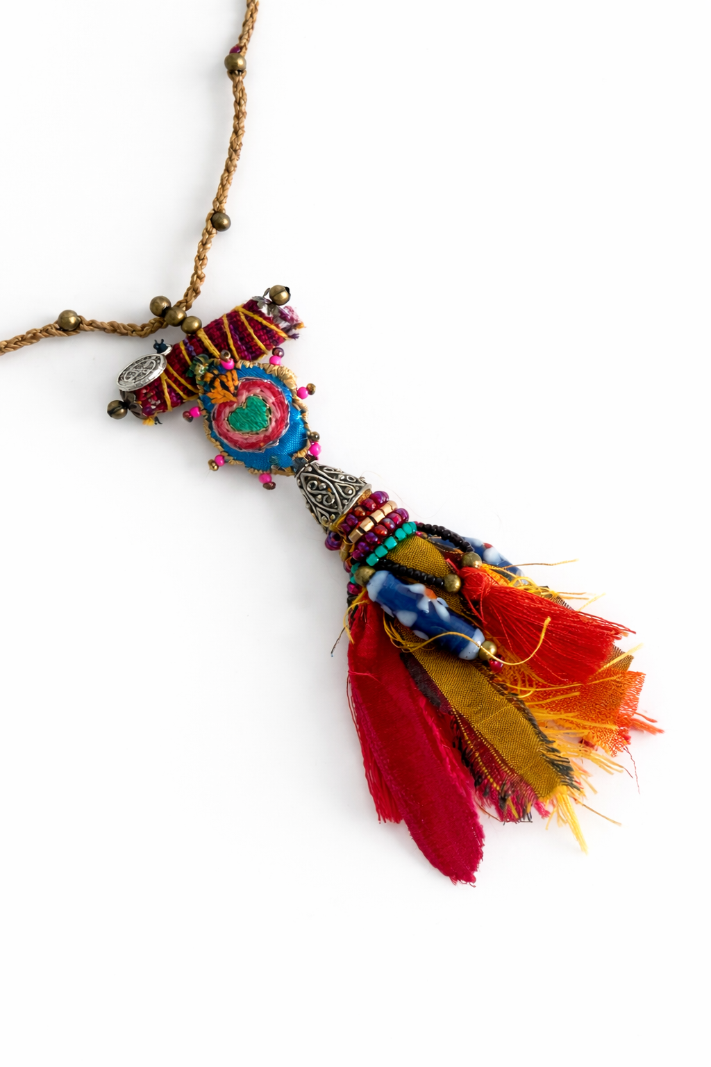 Embroidered Milagros Necklaces – Handmade Sacred Heart Inspired Jewelry