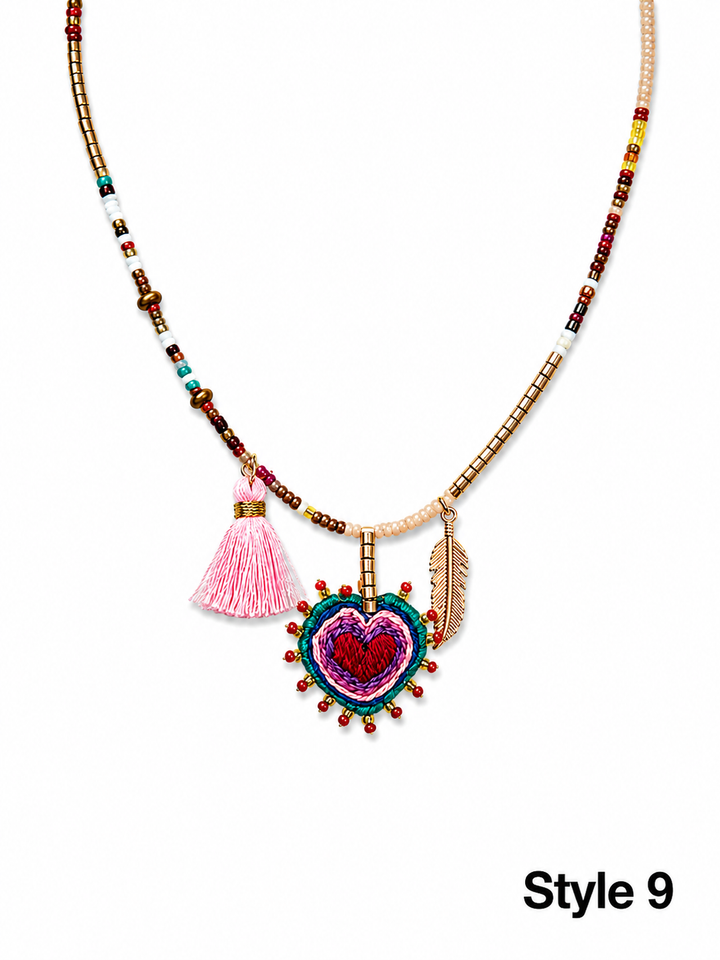 Mexican Milagros Necklace – Sacred Heart Inspired Statement Jewelry