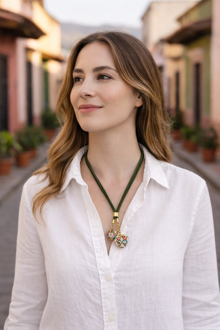 Double Heart Talavera Necklace