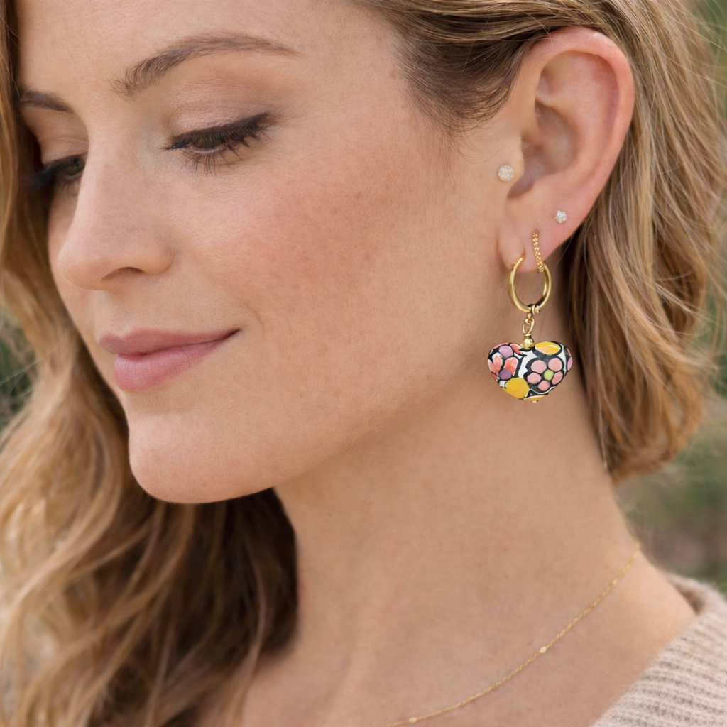 Colorful Heart Shapped Talavera Earrings