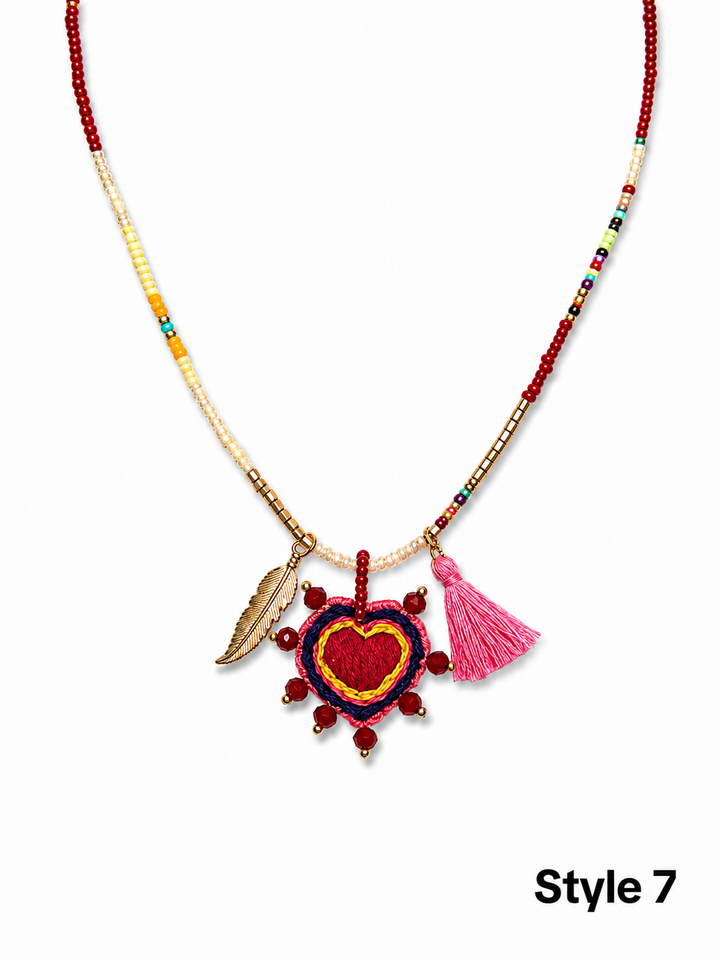 Mexican Milagros Necklace – Sacred Heart Inspired Statement Jewelry