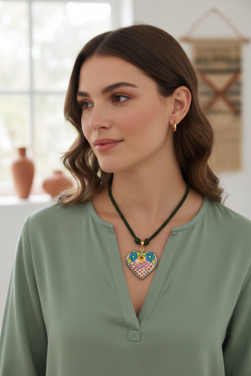 Colorful Talavera Heart Necklace