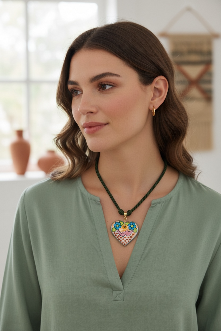 Colorful Talavera Heart Necklace