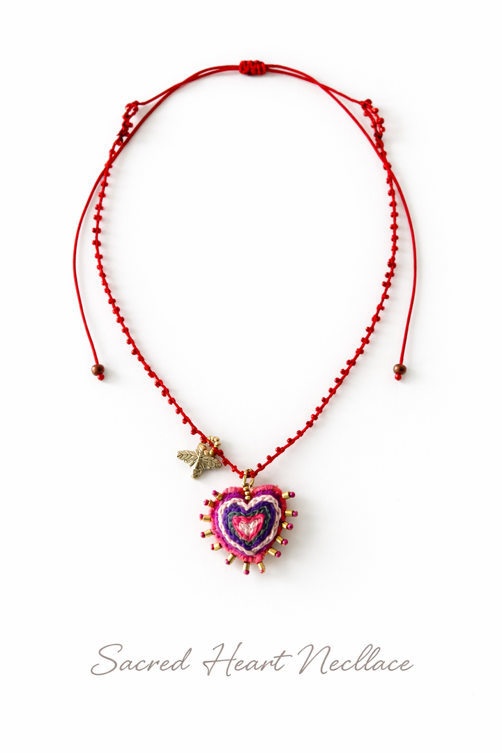 Mexican Milagros Necklace – Sacred Heart Inspired Statement Jewelry