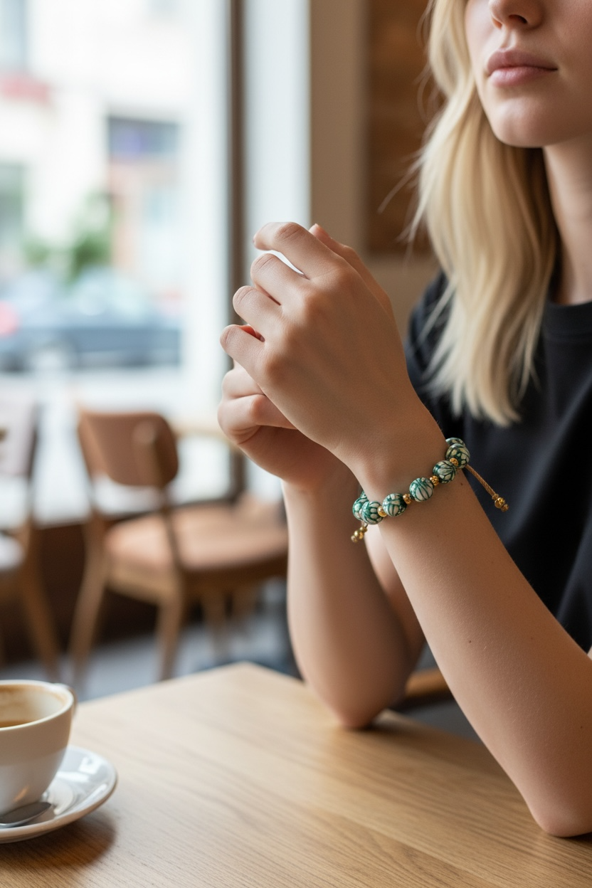 Green Talavera Cord Bracelet