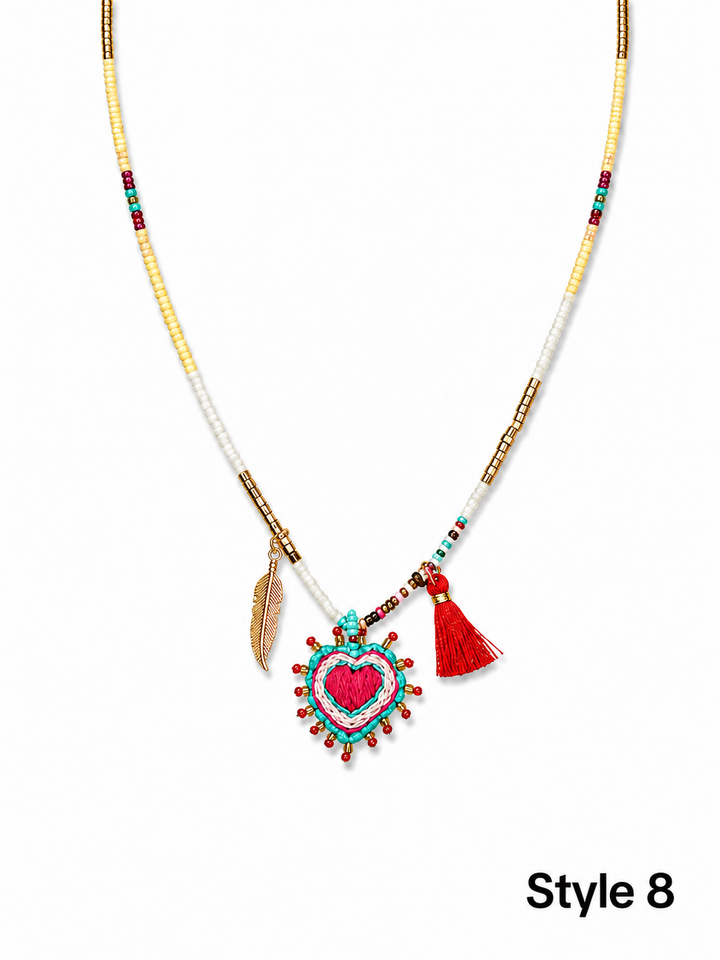 Mexican Milagros Necklace – Sacred Heart Inspired Statement Jewelry