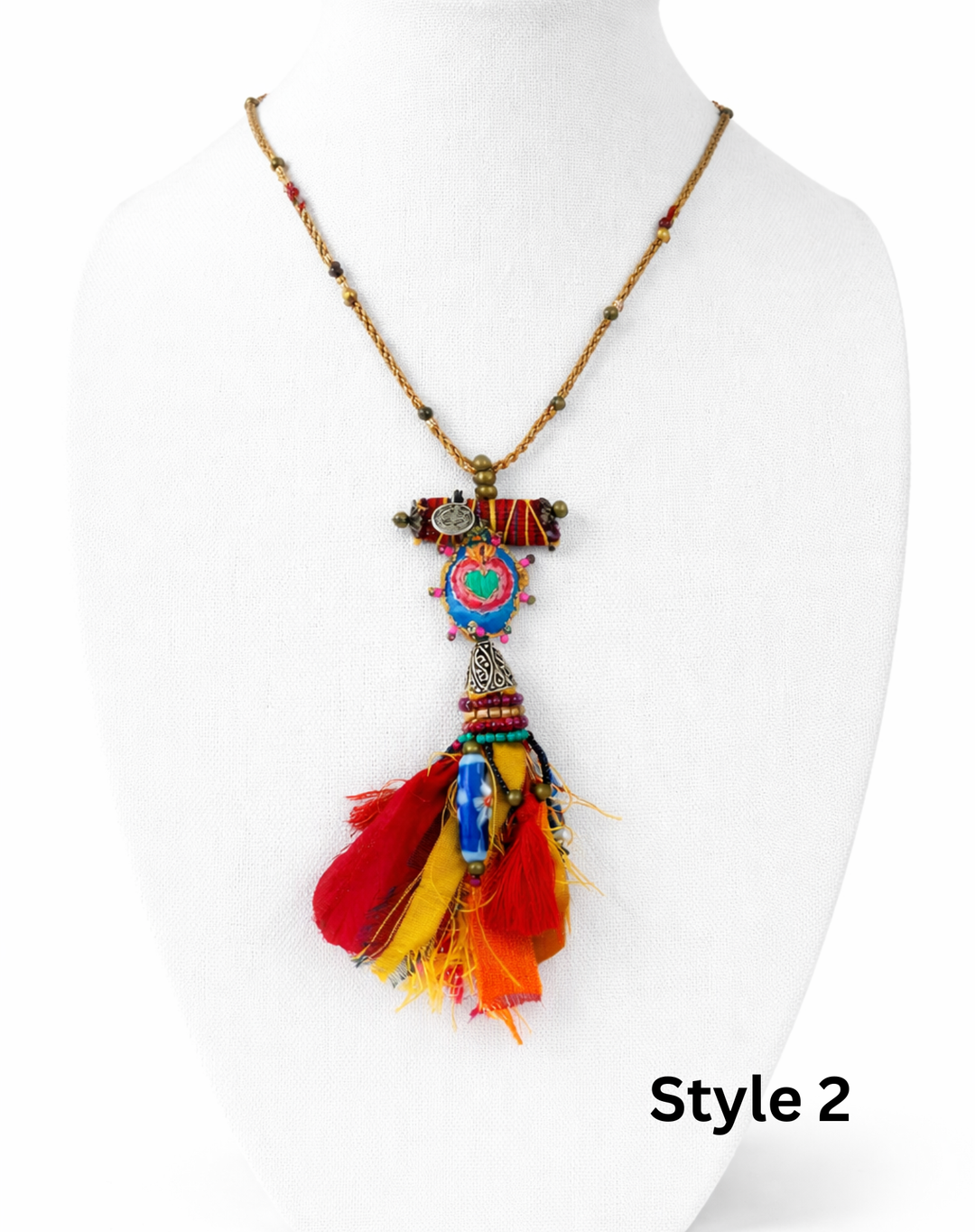 Embroidered Milagros Necklaces – Handmade Sacred Heart Inspired Jewelry
