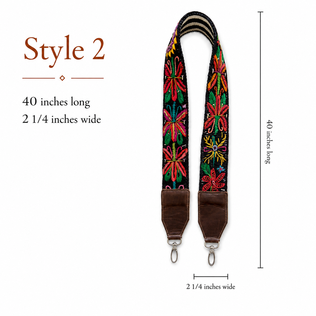 Guatemalan Embroidered Strap with Dark Brown Ends