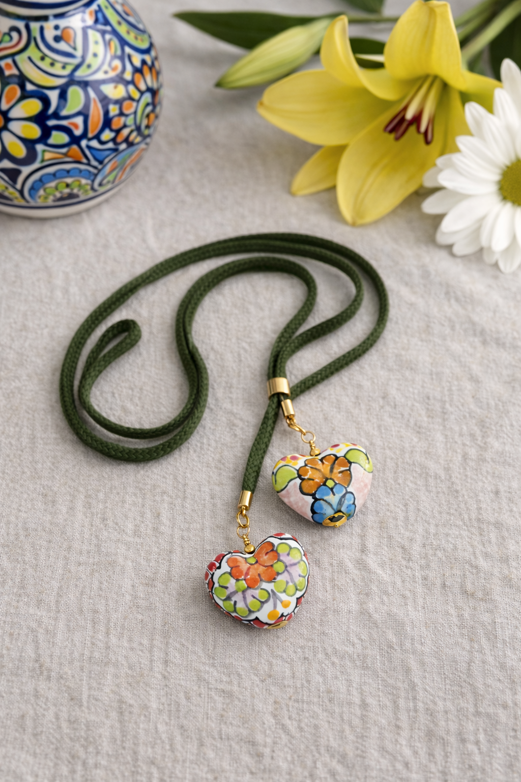 Double Heart Talavera Necklace