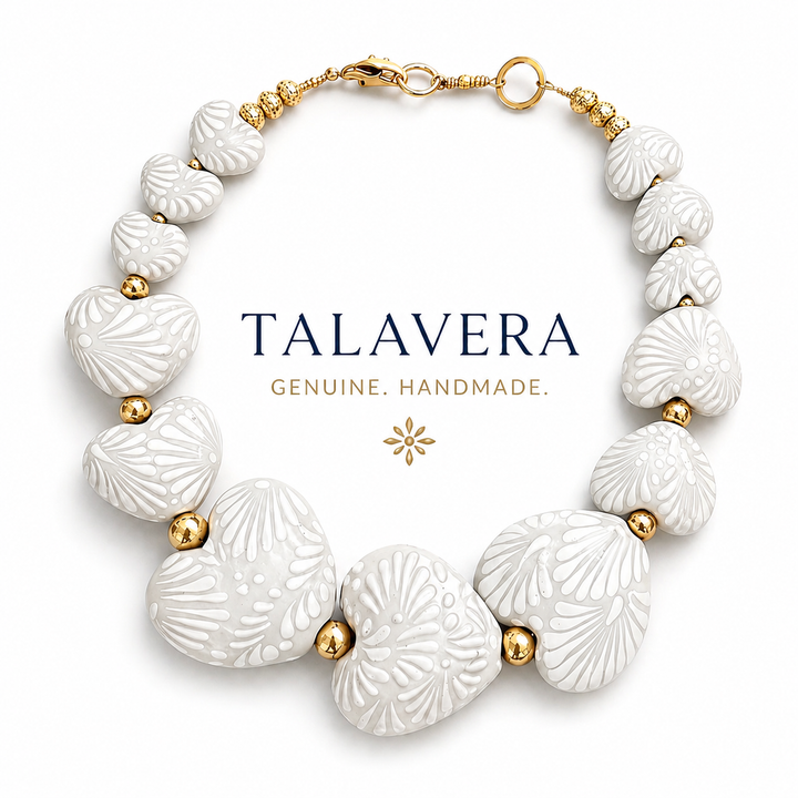 Talavera Heart Necklace | Handmade Ceramic Statement Jewelry