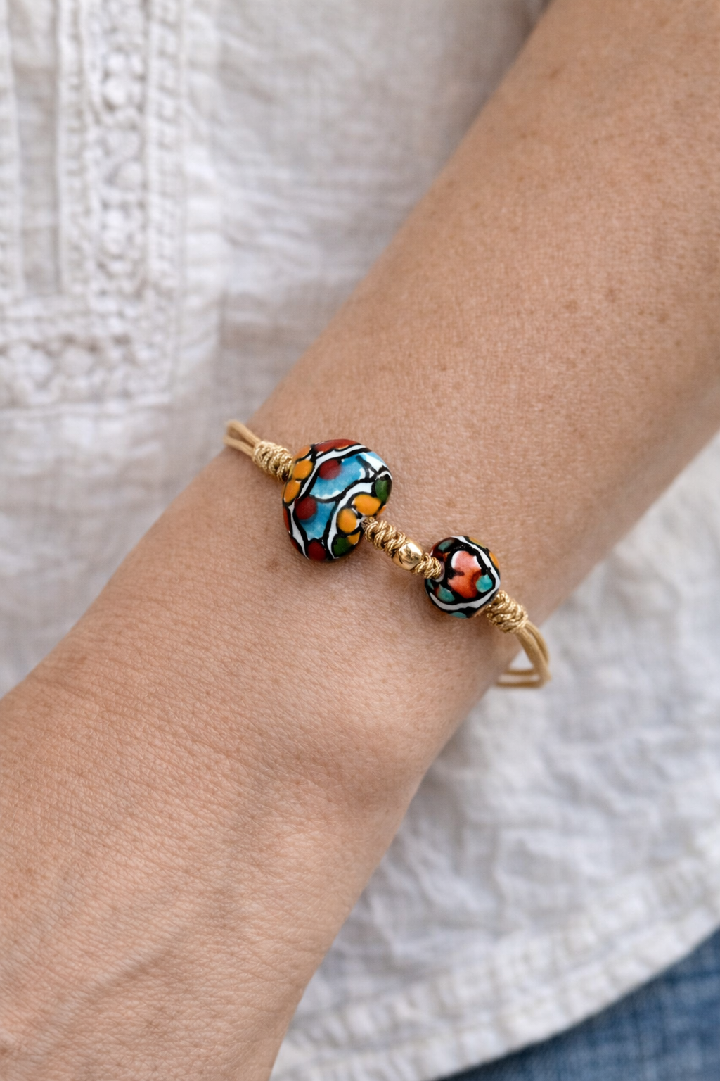 Talavera Heart Bead Bracelet
